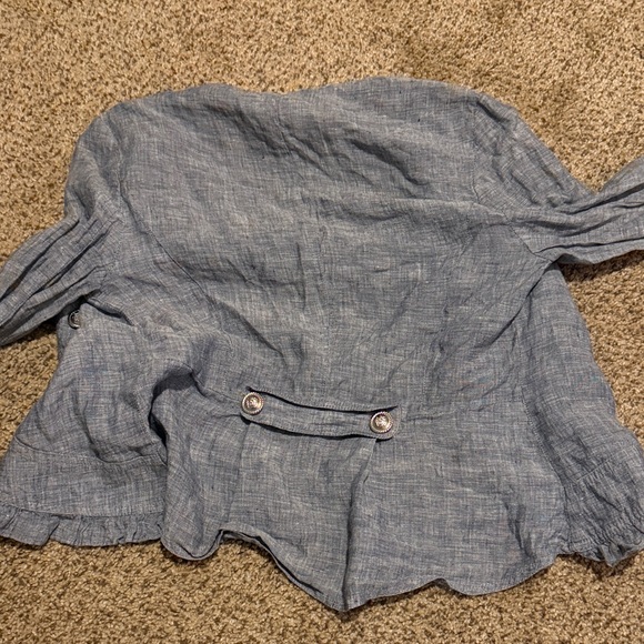 INC International Concepts Gray Ruffle Button-Up Top - Picture 3 of 4